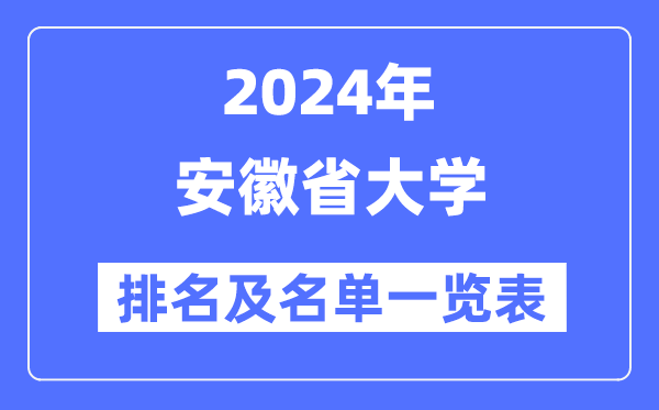 2024安徽省大學(xué)排名及名單一覽表（最新46所）