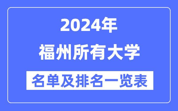 2024福州所有大學名單及排名情況一覽表（共35所）