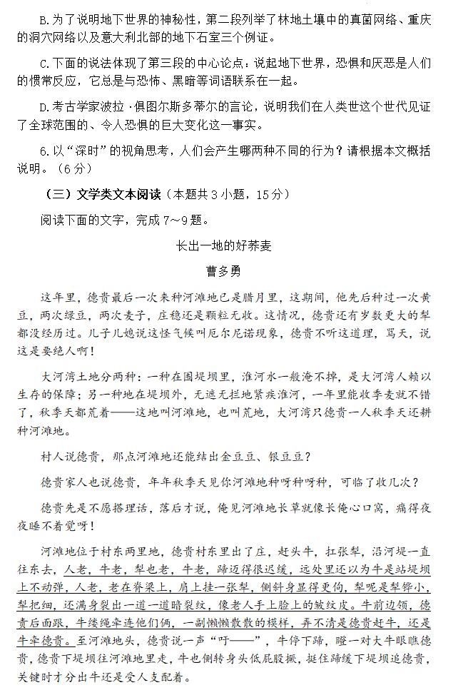 2024年青海高考語文試卷真題及答案解析（完整版）