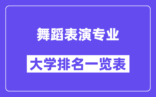 全國舞蹈表演專業(yè)大學(xué)排名一覽表（最新排行榜）