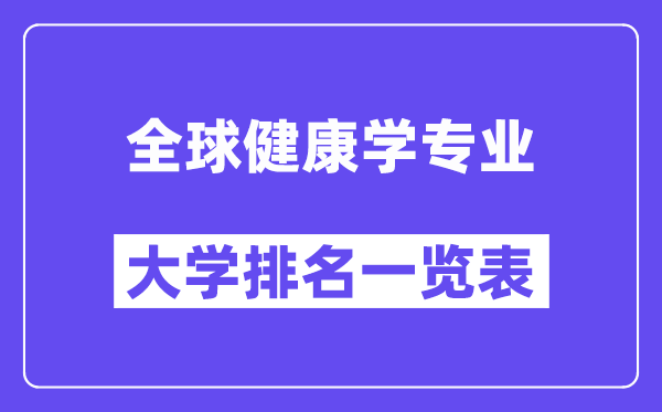 全國全球健康學專業(yè)大學排名一覽表（最新排行榜）