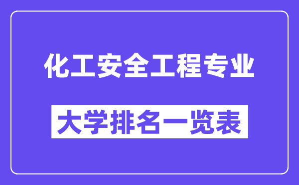 全國化工安全工程專業(yè)大學(xué)排名一覽表（最新排行榜）