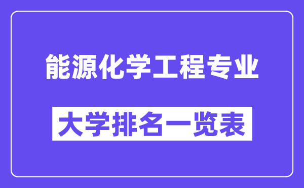 全國能源化學工程專業大學排名一覽表（最新排行榜）