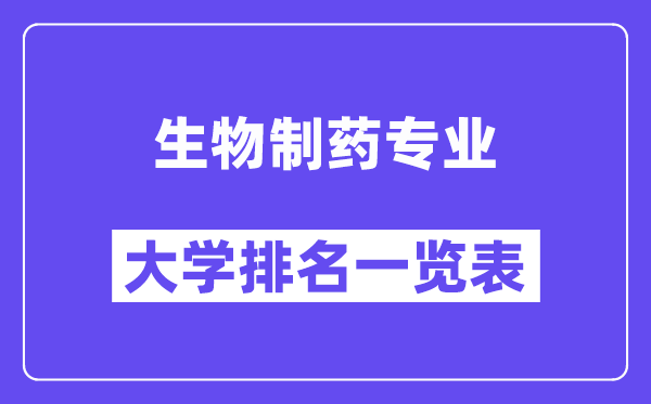 全國(guó)生物制藥專業(yè)大學(xué)排名一覽表（最新排行榜）