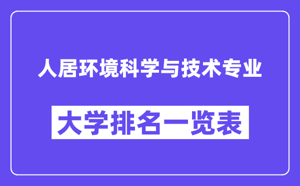 全國(guó)人居環(huán)境科學(xué)與技術(shù)專(zhuān)業(yè)大學(xué)排名一覽表（最新排行榜）