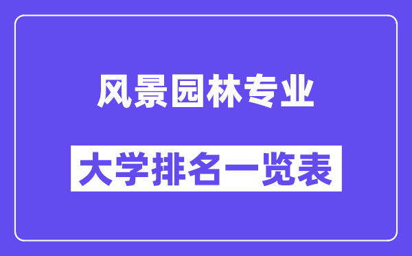 全國風景園林專業大學排名一覽表（最新排行榜）