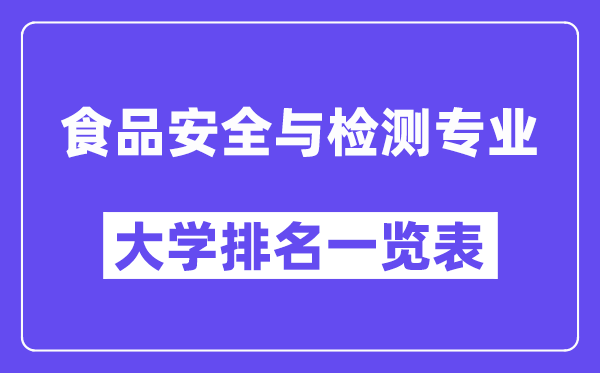 全國食品安全與檢測專業大學排名一覽表（最新排行榜）