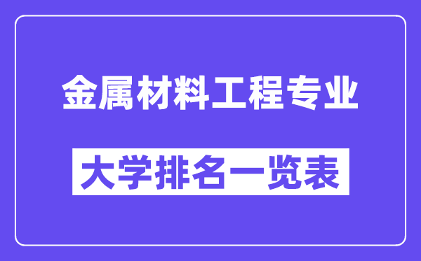 全國(guó)金屬材料工程專(zhuān)業(yè)大學(xué)排名一覽表（最新排行榜）