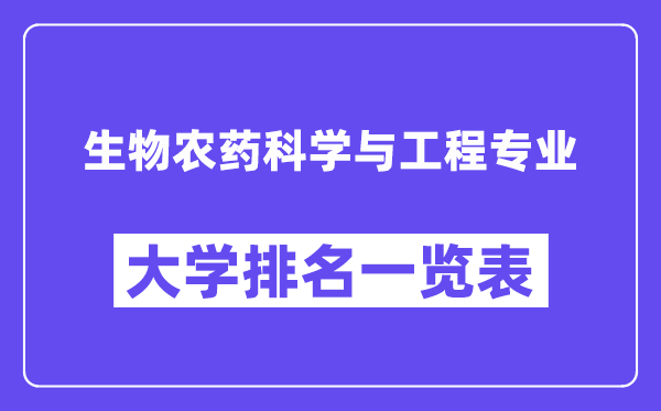 全國(guó)生物農(nóng)藥科學(xué)與工程專業(yè)大學(xué)排名一覽表（最新排行榜）