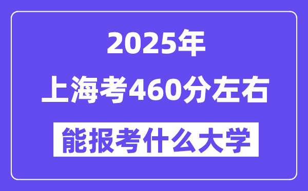 2025年上海考460分左右能報考上什么大學?附位次排名對照表